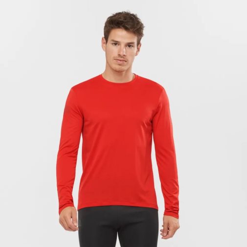 Salomon Agile Long Sleeve Tricko Panske Červené | SK 6ETFKH